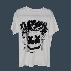 Marshmello T Shirt Adult Size M Helmet Graffiti Logo Graphic Print DJ EDM Music